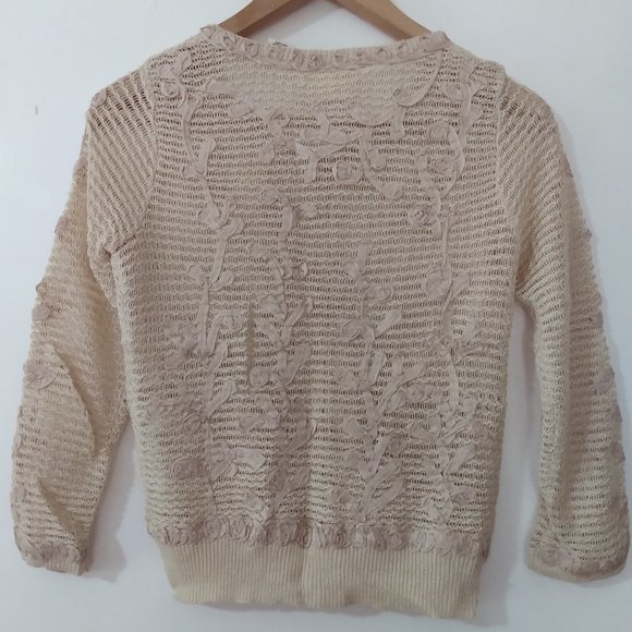 Guinevere Ivory Lace Sweater,  XS, linen and rayon - Picture 2 of 5